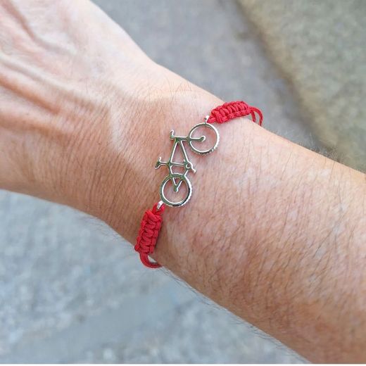 Argent Basic Silver Bracelet 23cm PUJ008WR Mountain Bike Macramé Red