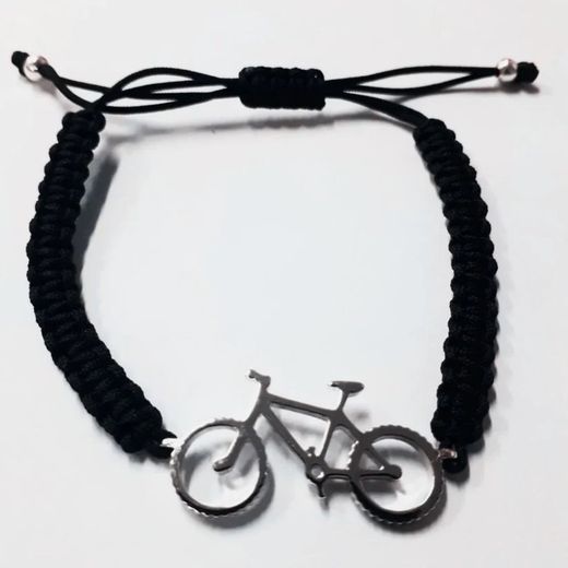 Pulseira Argent Basic Prata 25cm PUJ008MN Mountain Bike Macramê Preto