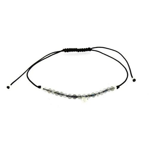Silver Bracelet Argent Basic 2mm PUCD144 Moon Quartz Macramé