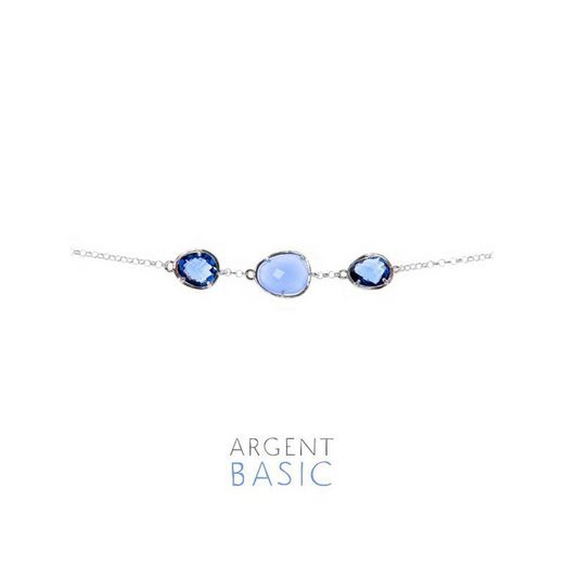 Pulseira de prata básica Argent Pedras azuis PURS001A
