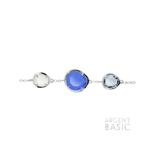Pulseira de prata básica Argent Pedras azuis PURS003A
