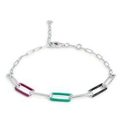 Pulsera Plata Argent Basic PUK004M Eslabones Esmaltados Multicolor