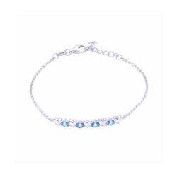 Pulsera Plata B20050AQ Corazones Azules con Circonitas