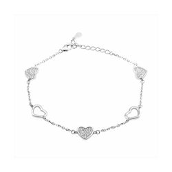 Pulsera Plata B22060 Corazones Circonitas