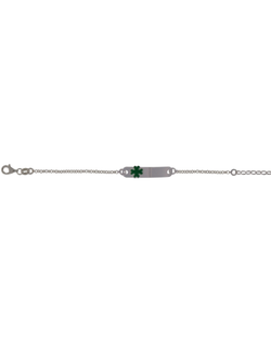 Pulsera Plata Bebé PEBB5 Placa Trébol Verde