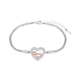 Pulsera Plata Bicolor Rose Lotus LP1856-2/1 Corazones Circonitas