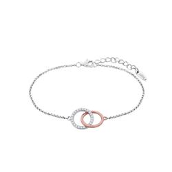 Pulsera Plata Bicolor Rose Lotus LP1955-2/1 Círculos Entrelazados Circonitas