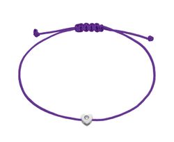 Pulsera Plata - Cordón Morado Marea Niña D04203/AG Corazón C. Diamante Laboratorio G-H VS