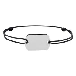 Pulsera Plata-Cordón Negro Argyor MRM (AG)333769 Placa Pulida En Brillo