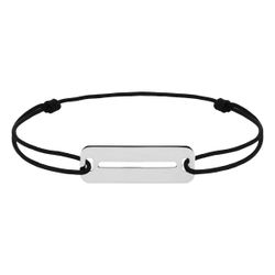 Pulsera Plata-Cordón Negro Argyor MRM (AG)333771 Placa Línea Central Calada