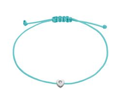 Pulsera Plata - Cordón Turquesa Marea Niña D04203/AI Corazón C. Diamante Laboratorio G-H VS