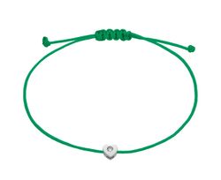 Pulsera Plata - Cordón Verde Marea Niña D04203/AK Corazón C. Diamante Laboratorio G-H VS
