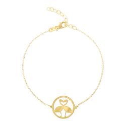 Pulsera Plata Dorada 16+3cm PU00138DO Pajaro-Corazon
