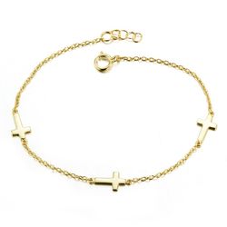 Pulsera Plata Dorada 17,50+1,50cm PU00140DO Cruz
