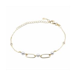 Pulsera Plata Dorada B19060GP Perlas Con Circonitas