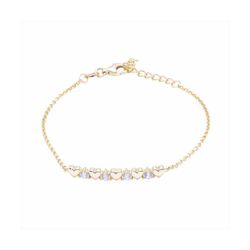 Pulsera Plata Dorada B20050GP Corazones Circonitas