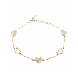 Pulsera Plata Dorada B22060GP Corazones Circonitas