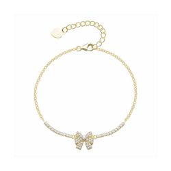 Pulsera Plata Dorada B22166GP Lazo Con Circonitas