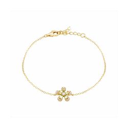 Pulsera Plata Dorada B23001GD Flor Con Circonitas Esmeraldas Bicolor