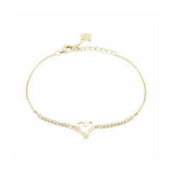 Pulsera Plata Dorada B23003GP Corazón Con Circonitas