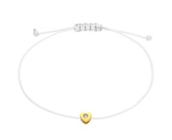 Pulsera Plata Dorada - Cordón Blanco Marea Niña D04203/AA Corazón C. Diamante Laboratorio G-H VS