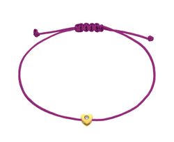Pulsera Plata Dorada - Cordón Morado Marea Niña D04203/AE Corazón C. Diamante Laboratorio G-H VS