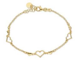 Pulsera Plata Dorada Liska LAF6079BRD Corazones En Brillo