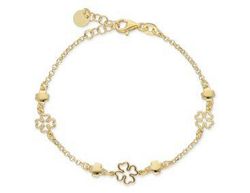 Pulsera Plata Dorada Liska LAF6080BR-D Tréboles En Brillo