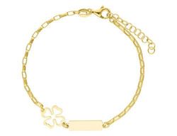 Pulsera Plata Dorada Liska LAF6385BR-D Trébol & Placa En Brillo