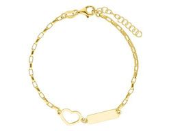 Pulsera Plata Dorada Liska LAF6386BR-D Corazón & Placa En Brillo