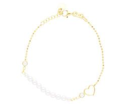 Pulsera Plata Dorada Liska LAF6537BR-D Corazón C. Perlas & Circonitas