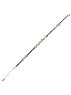 Pulsera Plata Dorada Mujer PPPG1 Circonitas Moradas Perlas