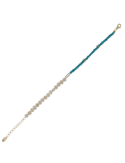 Pulsera Plata Dorada Mujer PPPT3 Circonitas Azules Perlas