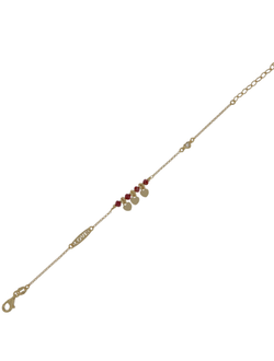 Pulsera Plata Dorada Mujer PPUL3144/RC Corazones C. Piedras Rojas
