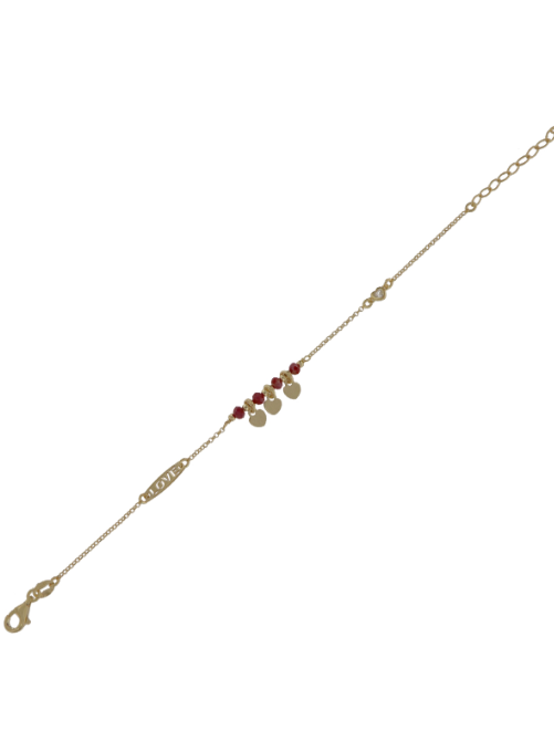 Pulsera Plata Dorada Mujer PPUL3144/RC Corazones C. Piedras Rojas
