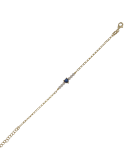 Pulsera Plata Dorada Mujer PPUL3146/ZC Corazón C. Circonita Azul