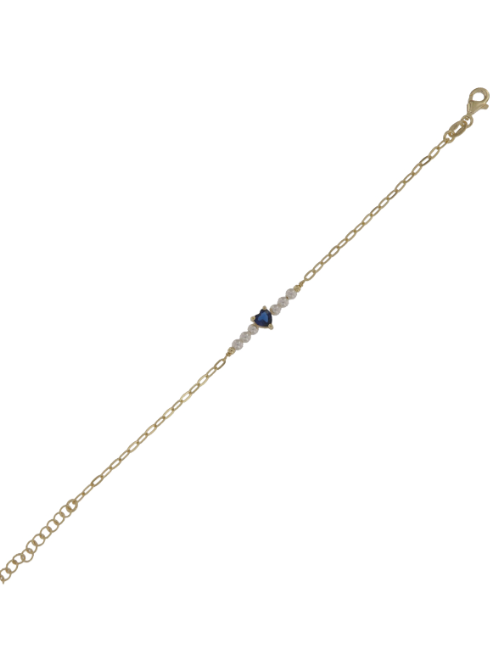 Pulsera Plata Dorada Mujer PPUL3146/ZC Corazón C. Circonita Azul