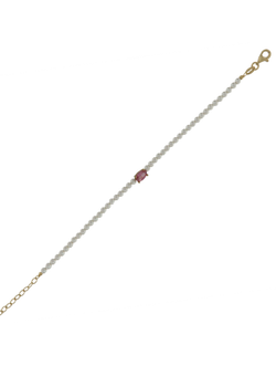 Pulsera Plata Dorada Mujer PPUL3148/C Perlas C. Circonita Rosa