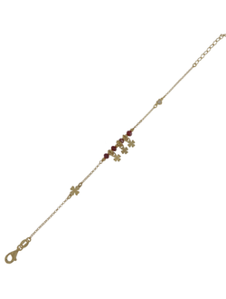 Pulsera Plata Dorada Mujer PPUL3149/RC Tréboles C. Piedras Rojas