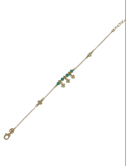 Pulsera Plata Dorada Mujer PPUL3149/VC Tréboles C. Piedras Verdes