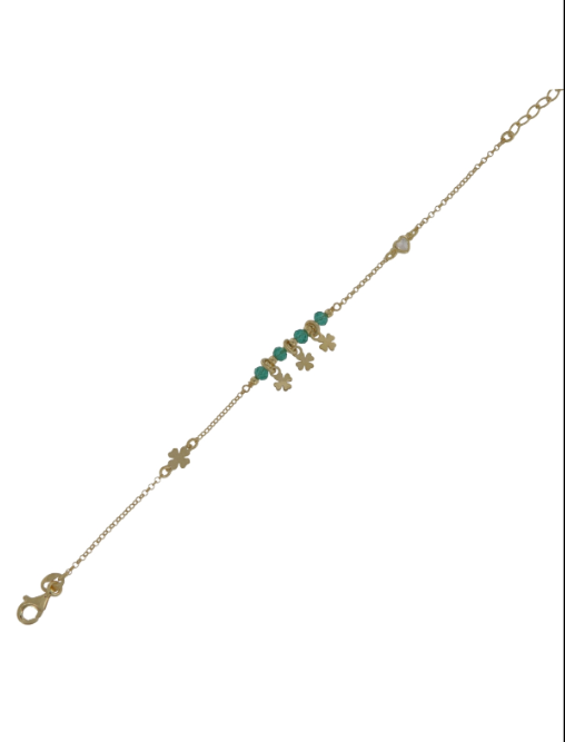 Pulsera Plata Dorada Mujer PPUL3149/VC Tréboles C. Piedras Verdes