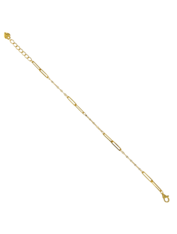 Pulsera Plata Dorada Mujer PPUL3311/C Eslabones Alargados Circonitas