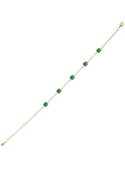 Pulsera Plata Dorada Mujer PPUL3314/VC Circonitas Cuadradas Verdes