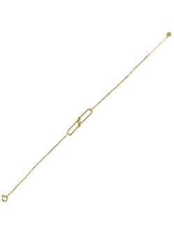 Pulsera Plata Dorada Mujer PPUL3326/C Eslabones Alargados Circonitas