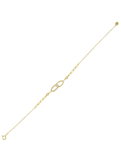 Pulsera Plata Dorada Mujer PPUL3335/C Eslabones Alargados Circonitas