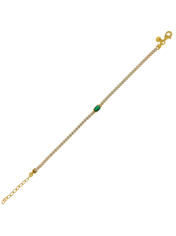 Pulsera Plata Dorada Mujer PSET127/4C Circonita Verde Bicolor Blancas