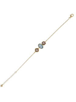 Pulsera Plata Dorada Mujer PSET167/4C Circonitas Azul Bicolor Champagne