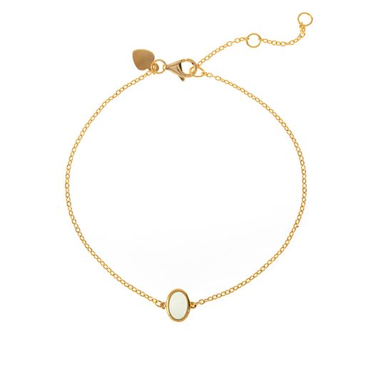 Pulsera Plata Dorada Mujer PUM0002DOCA Piedra Mineral Calcedonia