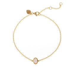 Pulsera Plata Dorada Mujer PUM0002DOCR Piedra Mineral Cuarzo Rosa