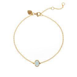 Pulsera Plata Dorada Mujer PUM0002DOGB Piedra Mineral Glass Blue
